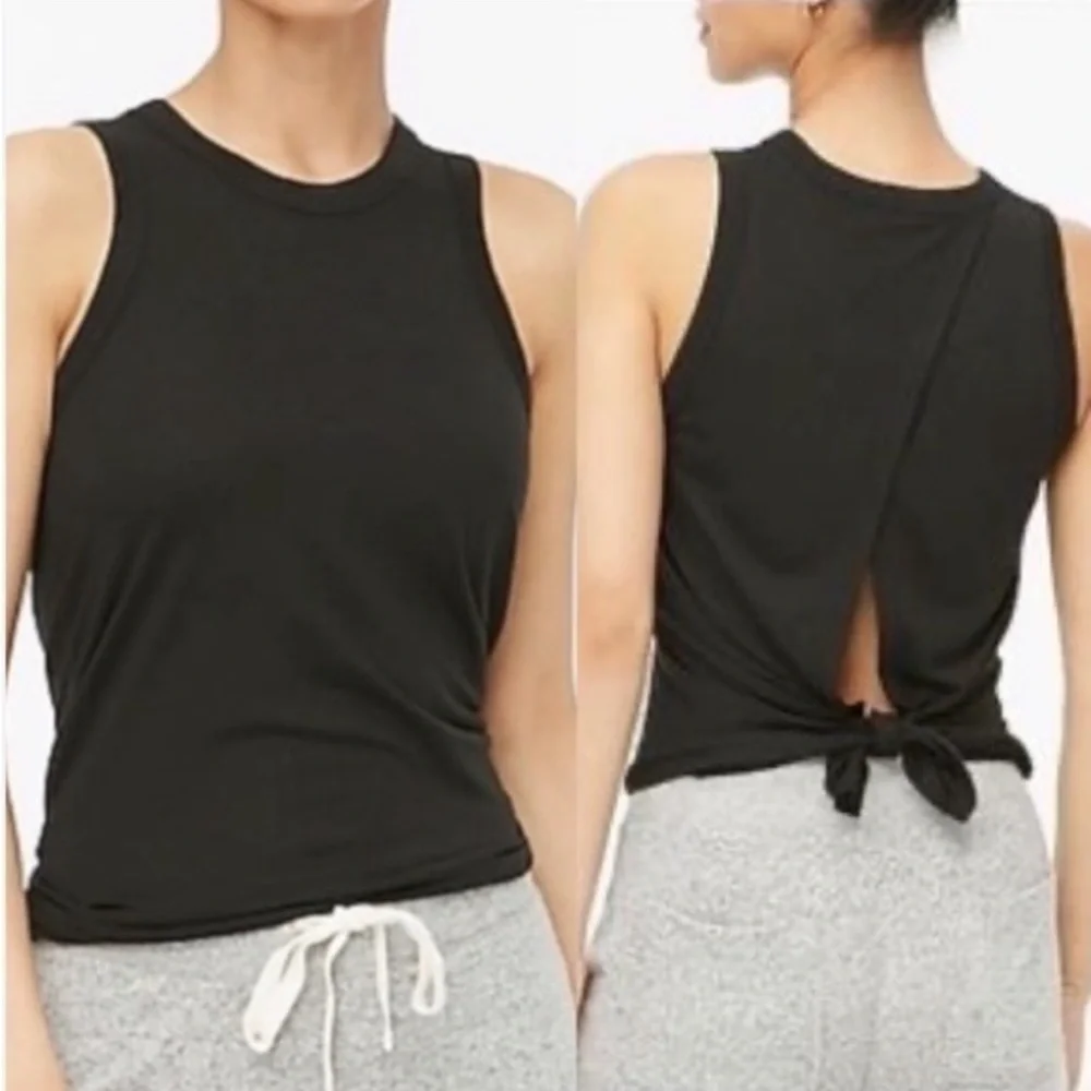 J. Crew Black Tie-Back Tank Top